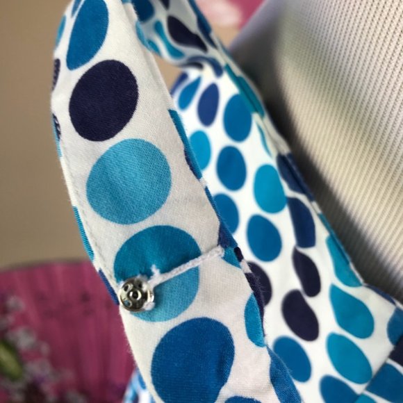 Calvin Klein Blue Polka Dot Fitted Sheath Cocktail Dress - Picture 11 of 12